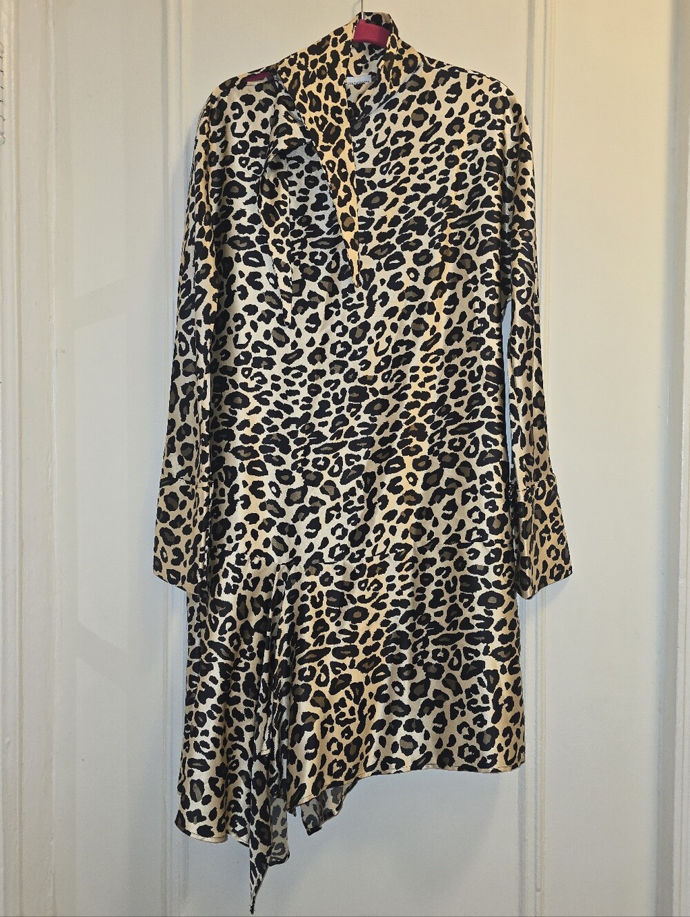 Scanlan Theodore Leopard Print Cocktail Dress w/ Scarf | 100% Silk | Sz 4